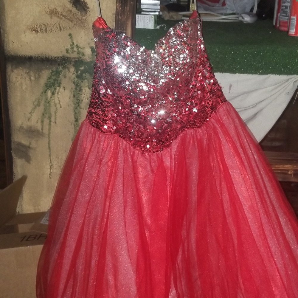 Jazz strapless sparkle red prom dress size 12